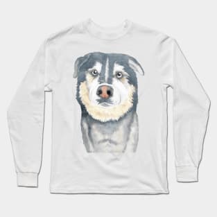 dog watercolor painting portrait pet Long Sleeve T-Shirt